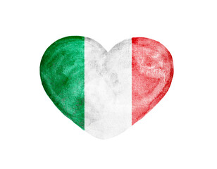 Wall Mural - Heart flag of Italy on white background.