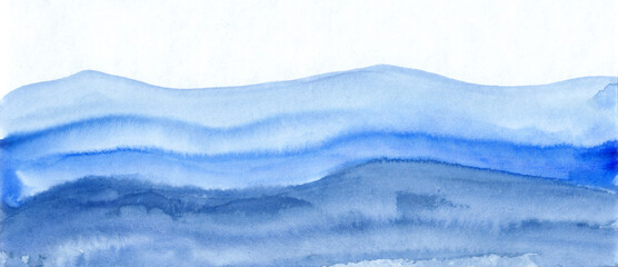 chinese ink painting of tranquil smooth blue asian mountains. peaceful wide layers of rocks and vall