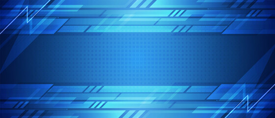 Wall Mural - abstract blue technology with geometric design and digital network background