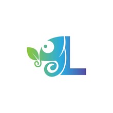 Letter L Icon With Chameleon Logo  Design Template