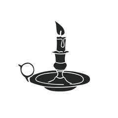 Candle Holder Icon Silhouette Illustration. Candelabrum Antique Vector Graphic Pictogram Symbol Clip Art. Doodle Sketch Black Sign.