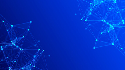 Wall Mural - Abstract blue futuristic background. Technological wave of information data flow. 3D rendering.