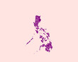 Modern Velvet Violet Color High Detailed Border Map Of Philippines, Isolated on Pink Background Vector Illustration