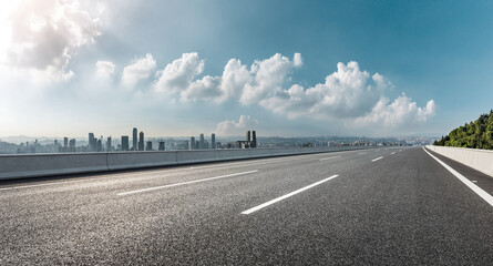 Wall Mural - panoramic skyline and buildings with empty road