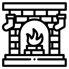 Sticker - fireplace outline icon