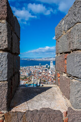 Wall Mural - Izmir City panoramic view from Kadifekale Castle. Izmir is the third biggest city of Turkey.