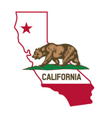 california ca state flag in map shape