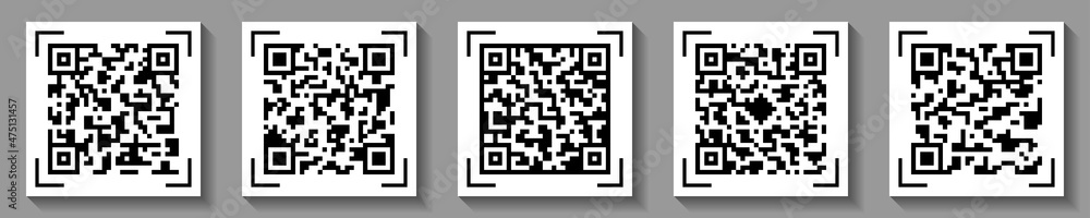 QR code icons, barcodes square pictograms, product label for mobile ...