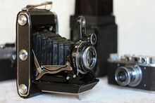 Antique Film Rangefinder And SLR Cameras