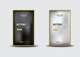 Wall Mural - Button set web glossy black Gold3