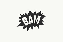 Eye-catching Black And White Color Cartoon Explosion BAM Icon Banner Pattern Isolated Background