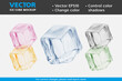 Ice cube realistic vector mockup 3d solid water freeze block