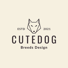Line Head Hipster Dog Wolf Logo Symbol Icon Vector Graphic Design Illustration Idea Creative