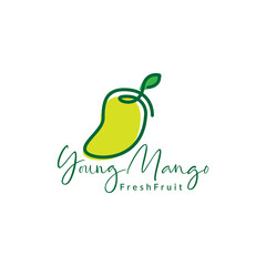 Wall Mural - continuous line green mango logo symbol icon vector graphic design illustration idea creative