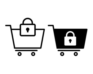 Wall Mural - Shopping cart with padlock security. Illustration vector