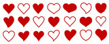 Fototapeta Tematy - Various simple red vector heart love icon