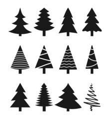  Various abstract silhouettes of Christmas trees set