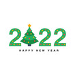 2022 Happy New Year typography tree isolated vector on transparent background.