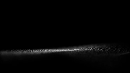 Wall Mural - slow motion seamless loop blurry detailed dotted waves on dark black clean copy space background ani