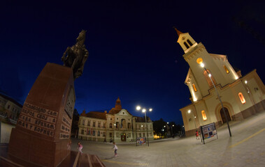 Sticker - Zrenjanin town square at night Serbia