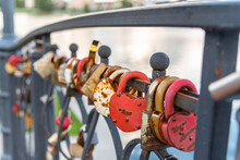 The Tradition Of Newlyweds To Hang Locks On The Railing.