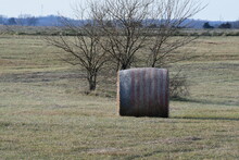 Hay Bale In A Farm Field