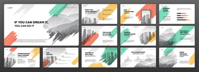 Wall Mural - creative powerpoint presentation templates set. use for modern keynote presentation background, broc