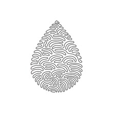 Continuous One Line Drawing Water Drop Outline Icon. Linear Style Sign For Mobile Concept And Web Design. Drop Of Water Symbol Or Logo. Swirl Curl Style. Single Line Draw Graphic Vector Illustration