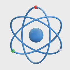 atom physics science icon school education 3d render illustration