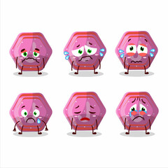 Canvas Print - Pink gummy candy j cartoon character with sad expression