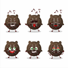 Sticker - An image of chocolate gummy candy H dancer cartoon character enjoying the music