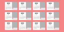 Calendar 2022 Standing On Table Template Per 1 Page For Each Month In The English Version