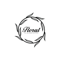 Wall Mural - round leaves floral vector logo design