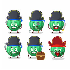 Canvas Print - Cartoon character of green gummy candy F with various pirates emoticons