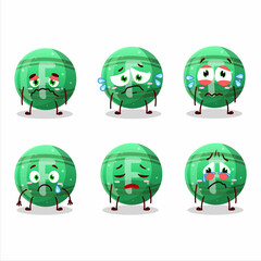 Wall Mural - green gummy candy F cartoon character with sad expression