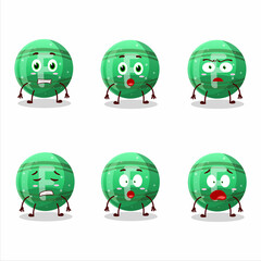 Poster - Character cartoon of green gummy candy F with scared expression