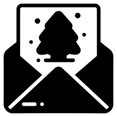 Sticker - christmas card glyph icon