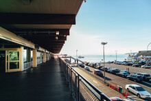 Washington State Ferry Terminal Upper Walkway Against Clear Sky