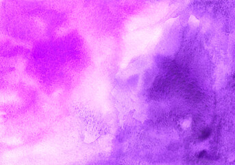 Wall Mural - Hand drawn abstract pink and purple watercolor background with texture and space