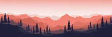 Nature Mountain Landscape Vector Illustration Good For Web Banner, Ads Banner, Tourism Banner, Wallpaper, Background Template, And Adventure Design Backdrop	