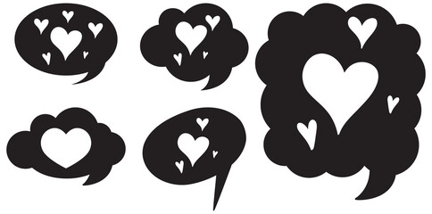 Poster - Heart symbols in speech bubbles set