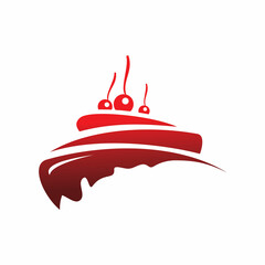 red cake cherry logo design