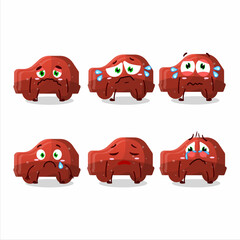 Canvas Print - Red car gummy candy cartoon character with sad expression