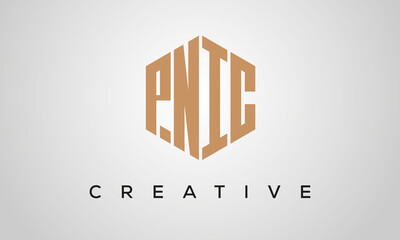 creative polygon PNIC letters logo design, vector template