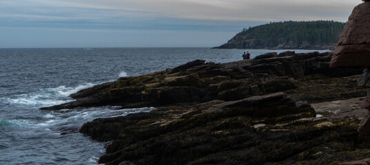 Sticker - Beautiful rocky coast of the sea of Acadia National Park under the clear sky, USA