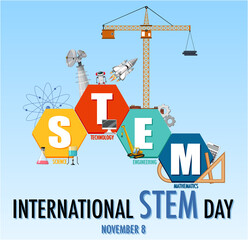 Canvas Print - International STEM day on November 8th banner with STEM logo