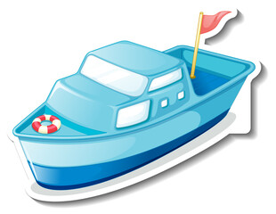 Canvas Print - Boat toy cartoon sticker on white background