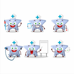 Poster - Doctor profession emoticon with star blue gummy candy E cartoon character