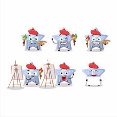 Sticker - Artistic Artist of star blue gummy candy E cartoon character painting with a brush