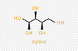 Xylitol chemical formula. Xylitol structural chemical formula isolated on transparent background.